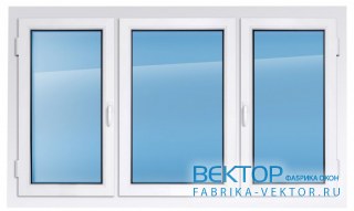Пластиковое окно REHAU 2100×2300 мм две створки открываются одна глухая